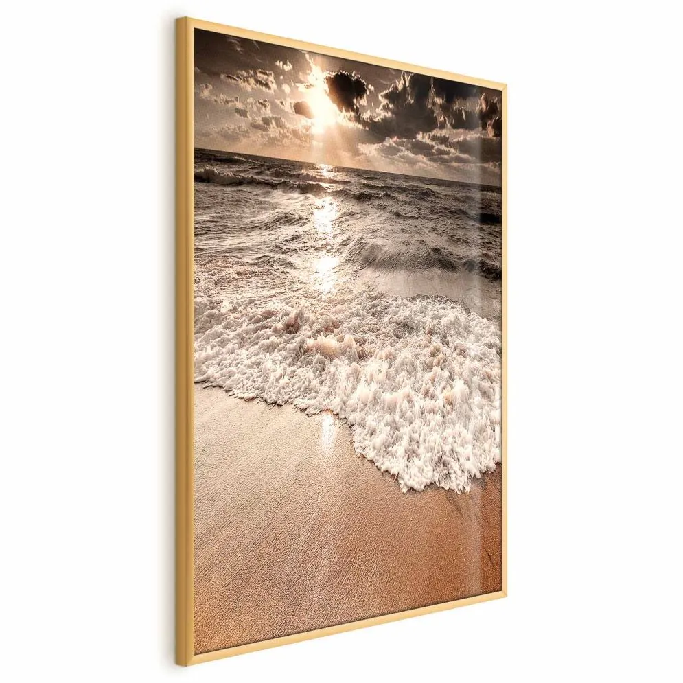 Plakat Przestrzeń fal 29,7x42 cm z ramą złotą bez marginesu | MIRAT.