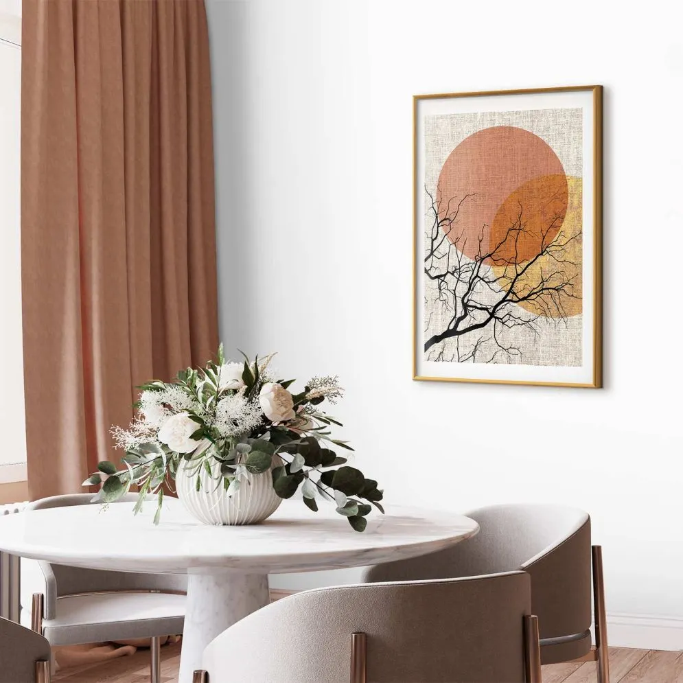 Plakat Podwójny księżyc 60x90 cm z ramą złotą z marginesem | MIRAT.