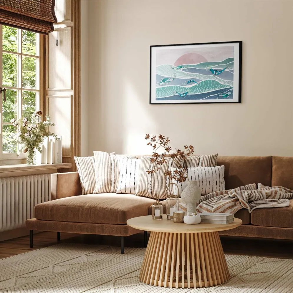 Plakat Ryby na falach 30x21 cm z ramą czarną z marginesem | MIRAT.