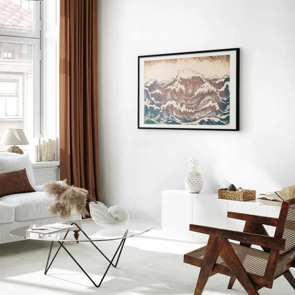 Plakat Olbrzymie fale 30x21 cm z ramą czarną z marginesem | MIRAT.