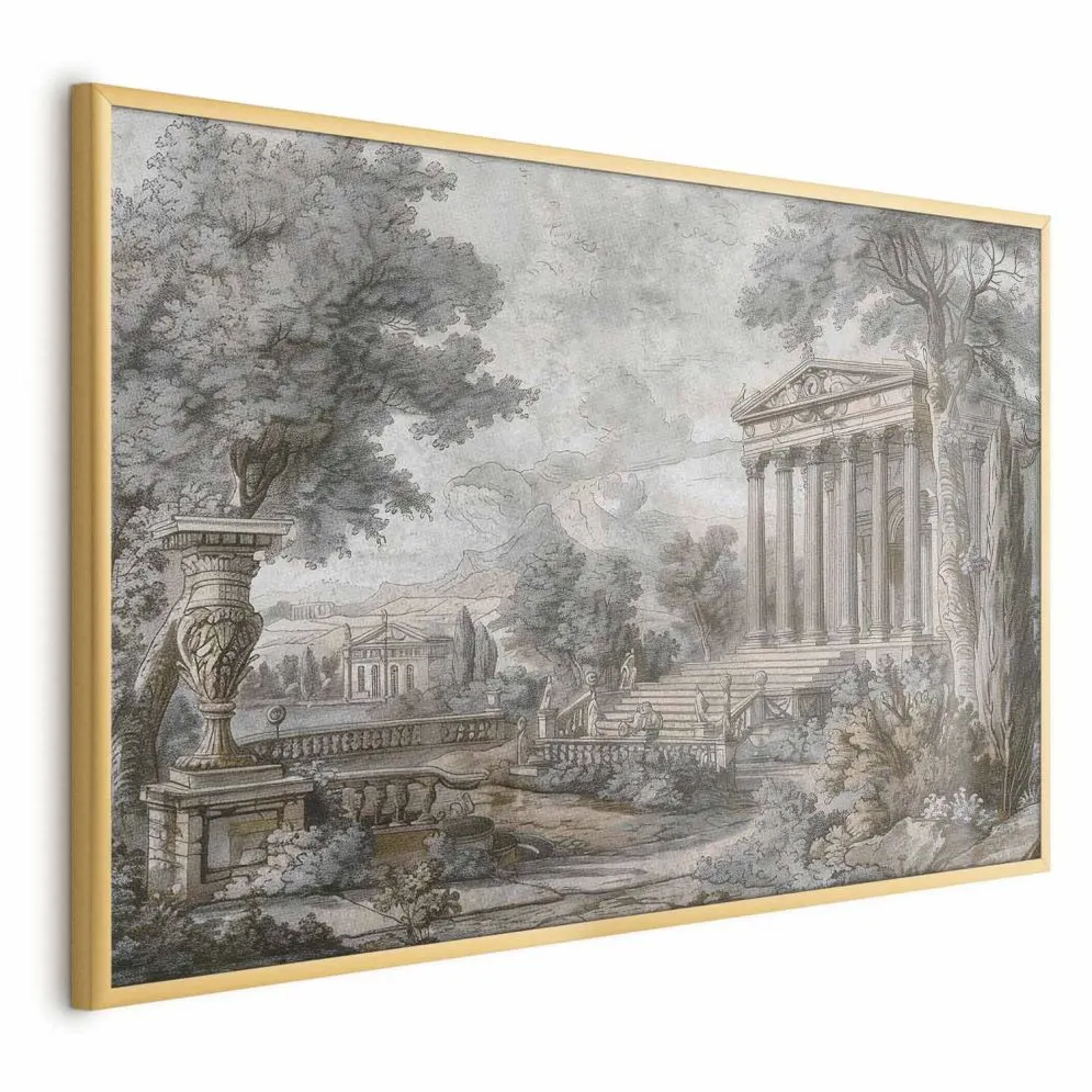 Plakat Świątynia na wzgórzu 60x40 cm z ramą złotą bez marginesu | MIRAT.