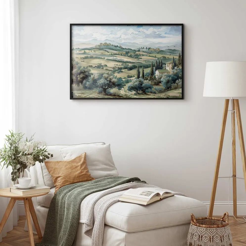 Plakat Pejzaż z polami 30x21 cm z ramą czarną bez marginesu | MIRAT.