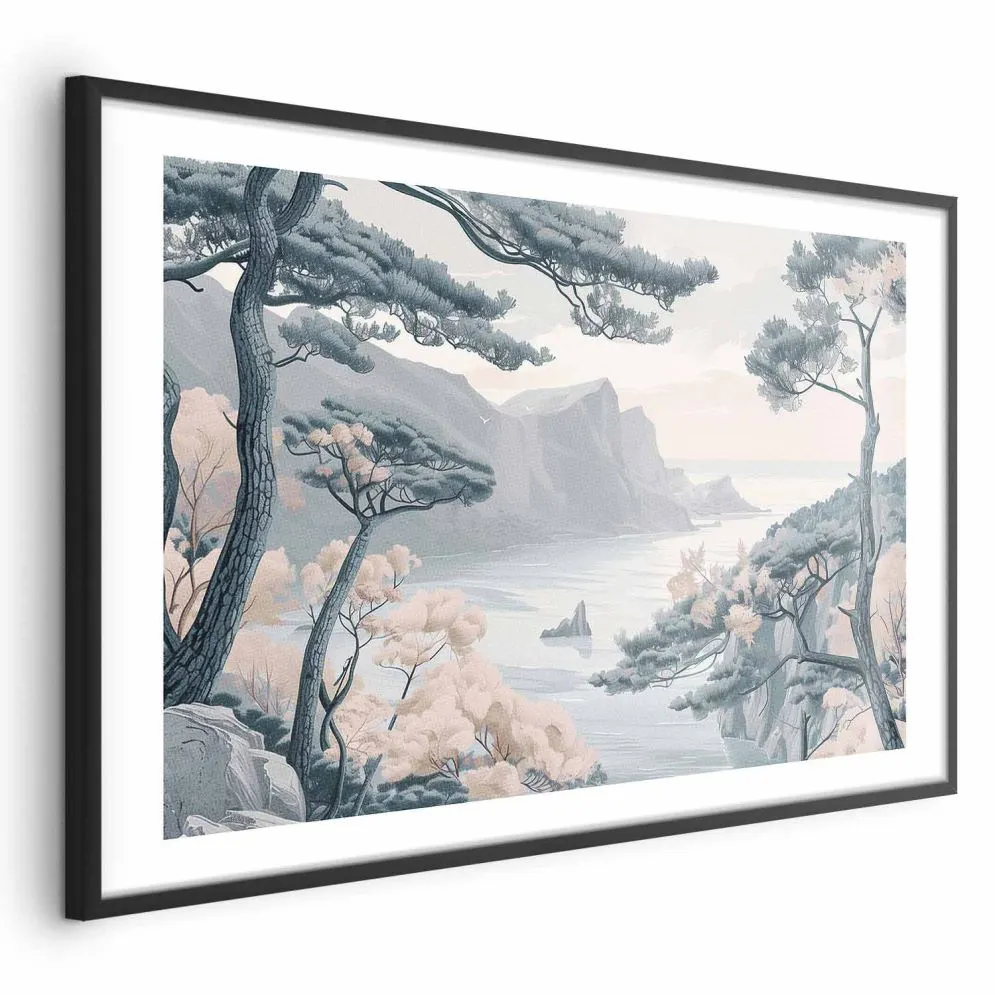 Plakat Błękitne wybrzeże 42x29,7 cm z ramą czarną z marginesem | MIRAT.