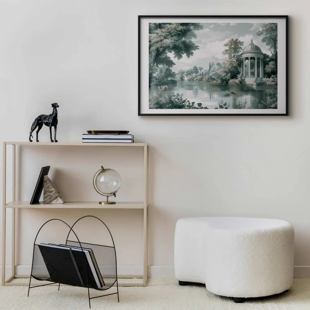 Plakat Pejzaż retro 90x60 cm z ramą czarną z marginesem | MIRAT.