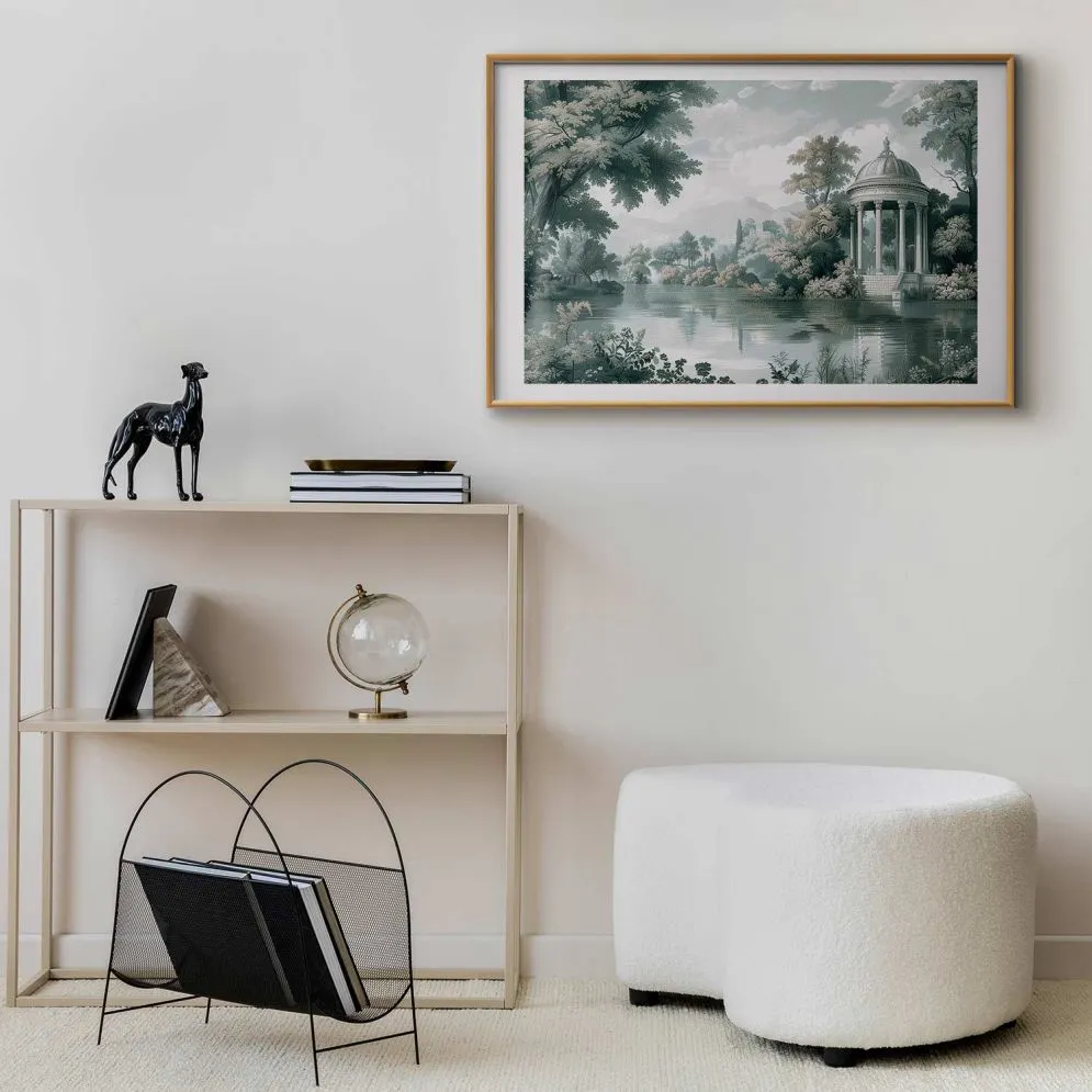 Plakat Pejzaż retro 42x29,7 cm z ramą złotą z marginesem | MIRAT.