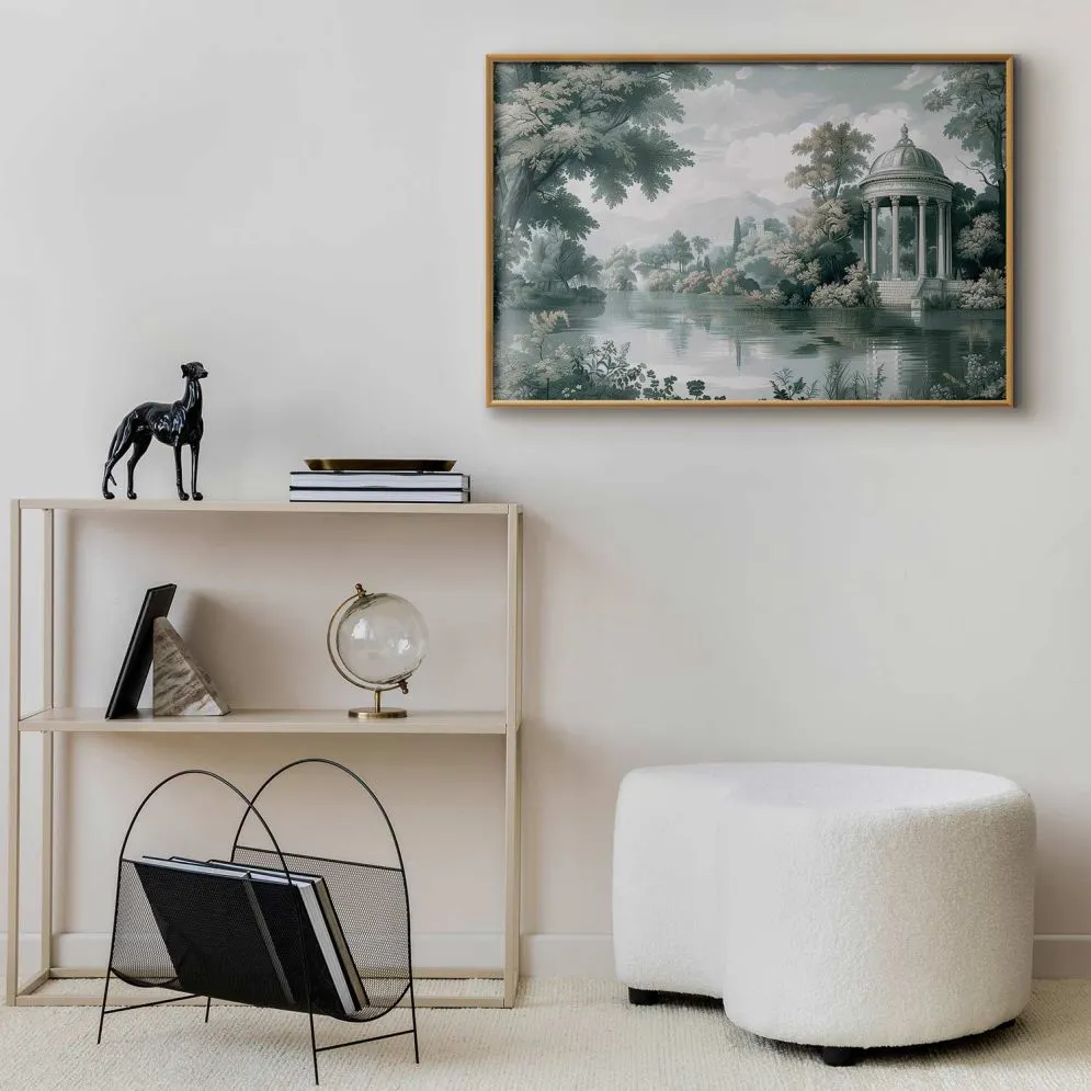 Plakat Pejzaż retro 90x60 cm z ramą złotą bez marginesu | MIRAT.