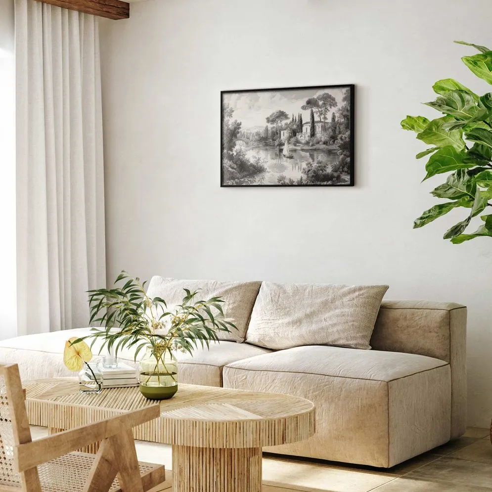 Plakat Pejzaż vintage 90x60 cm z ramą czarną bez marginesu | MIRAT.