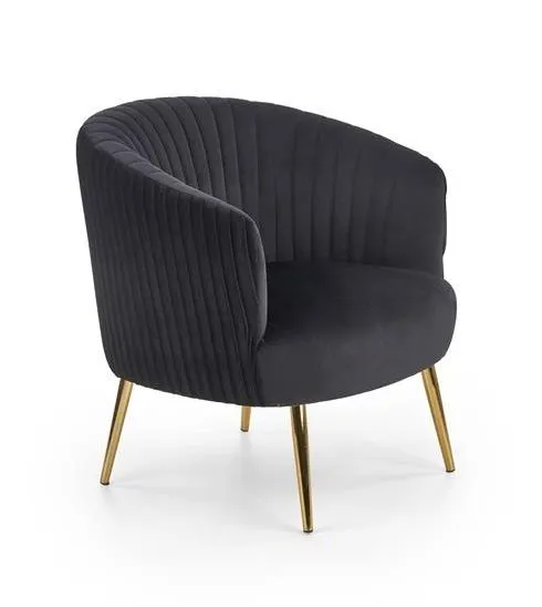Fotel CROWN czarny z przeszyciami w stylu glamour | MIRAT. w stylu GLAMOUR kolekcja