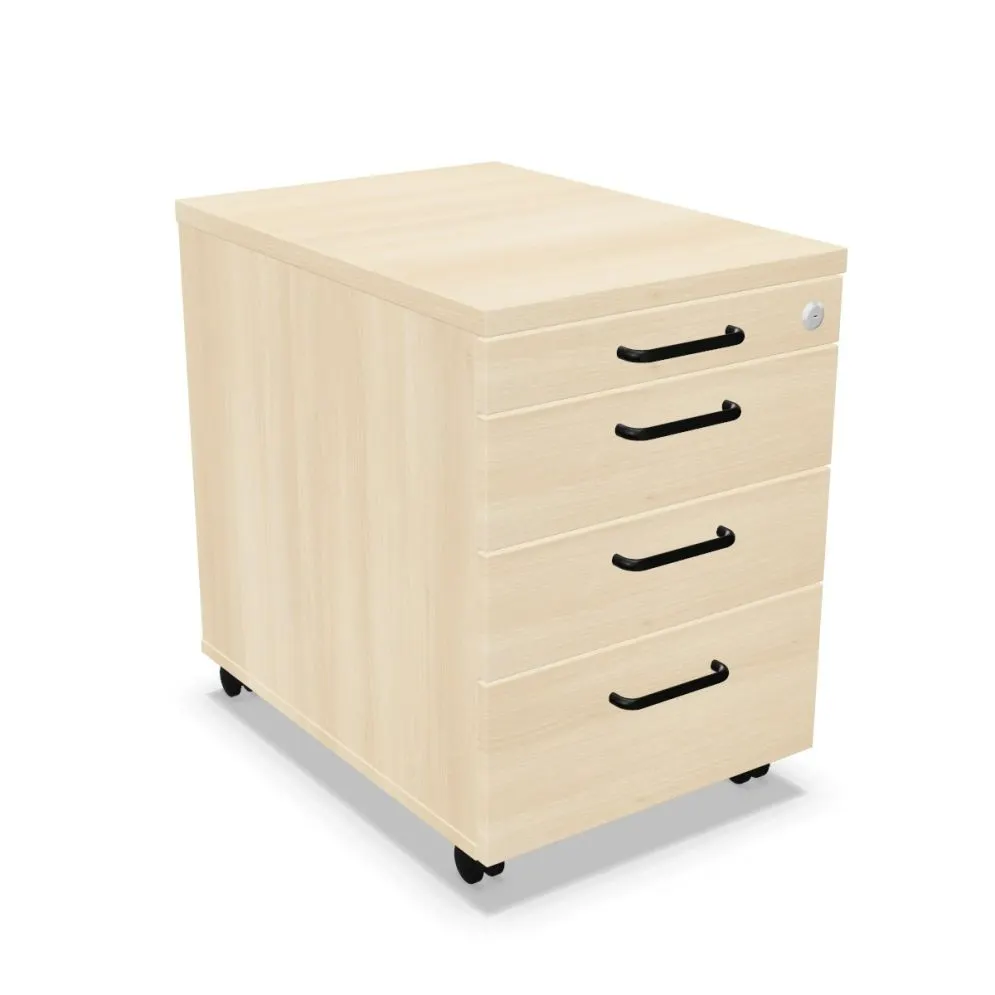 Kontenerek biurowy EASY SPACE MOB PB 4S akacjowy na kółkach I sklep meblowy MIRAT. styl SKANDYNAWSKI