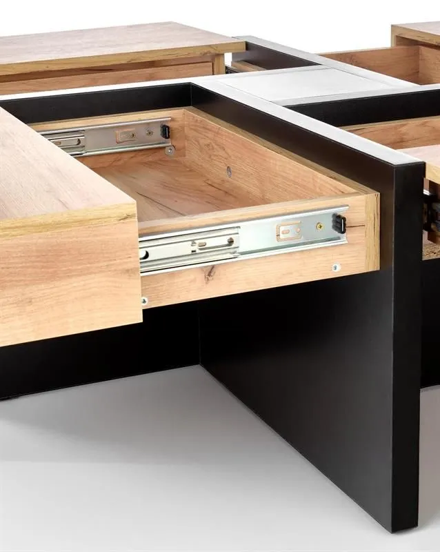 Stolik kawowy SEVILLA 100x100 dąb/czarny HALMAR | MIRAT. styl LOFT