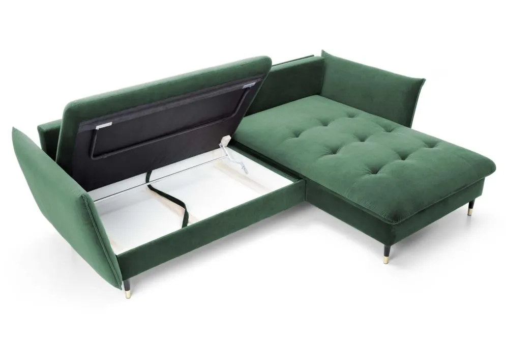 Narożnik z funkcją spania ATENA zielony glamour I sklep meblowy MIRAT. styl GLAMOUR