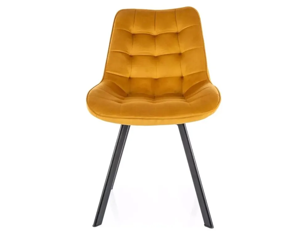 Eleganckie krzesło Monti Velvet curry na czarnych nogach | MIRAT styl LOFT
