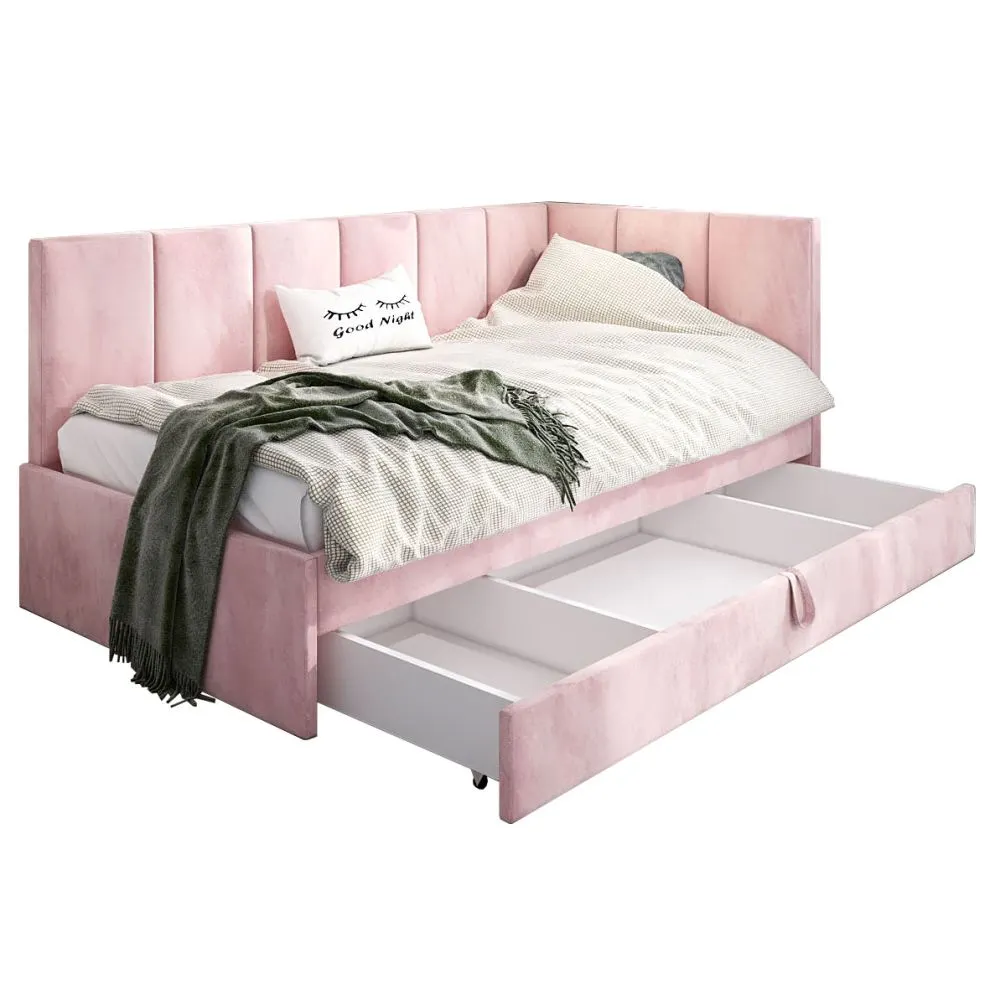 Łóżko młodzieżowe AURA 2 100x200 różowe z szufladą dla nastolatki I sklep meblowy MIRAT.