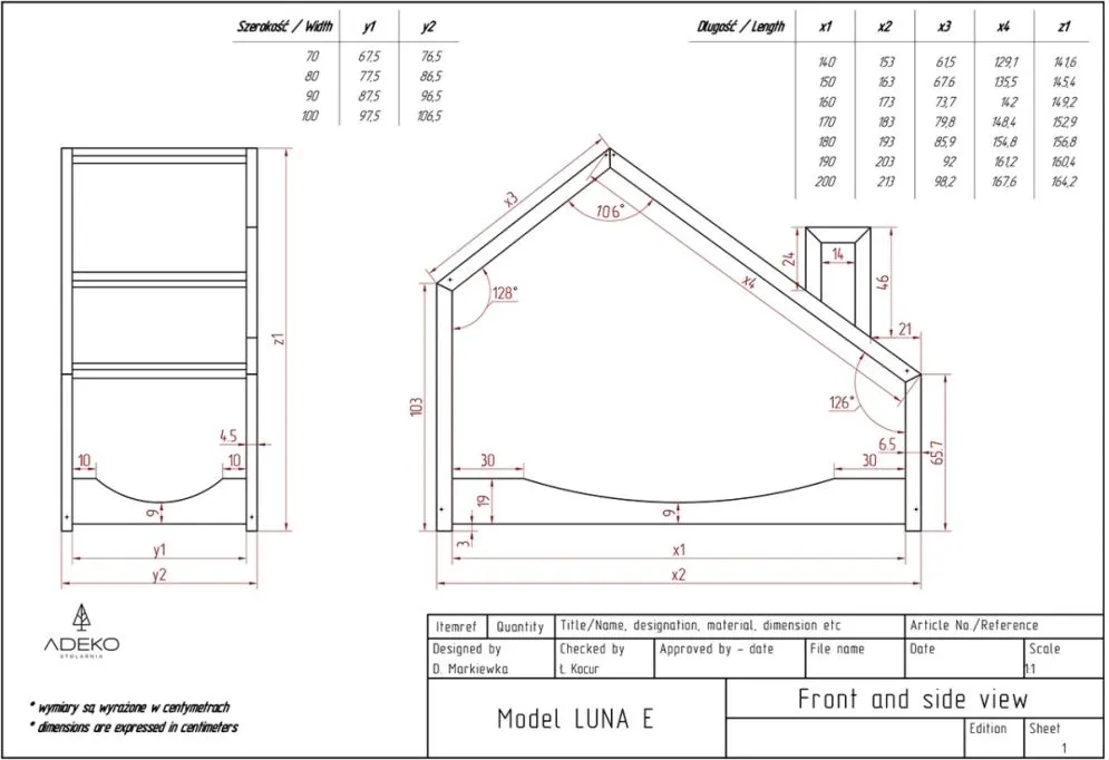 Łóżko dziecięce LUNA E 80x160 sosna polskiej produkcji | MIRAT. w stylu kolekcja LUNA