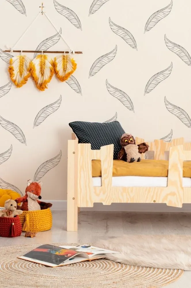 Łóżko dziecięce PIKKO B 90x190 sosna ze sklejki z barierkami | MIRAT. w stylu  kolekcja