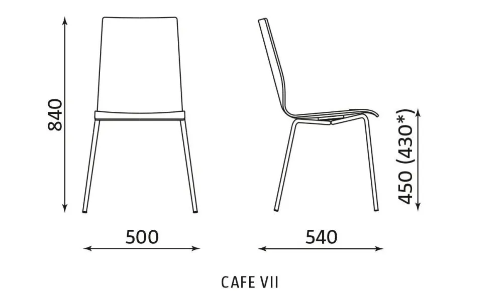 Krzesło CAFE VII buk na metalowych nogach kawiarniane | MIRAT.