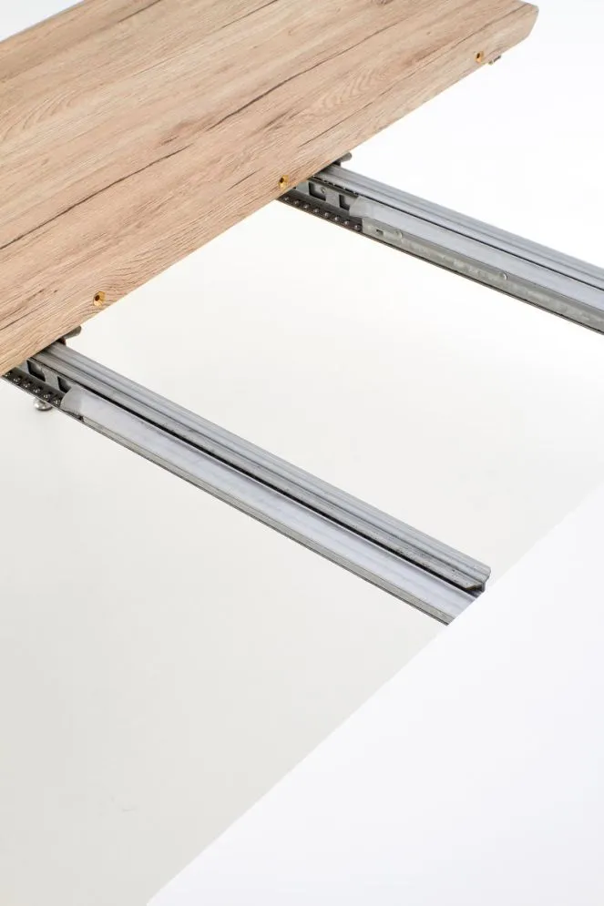 Stół CALIBER biały/dąb san remo rozkładany | MIRAT. styl SKANDYNAWSKI