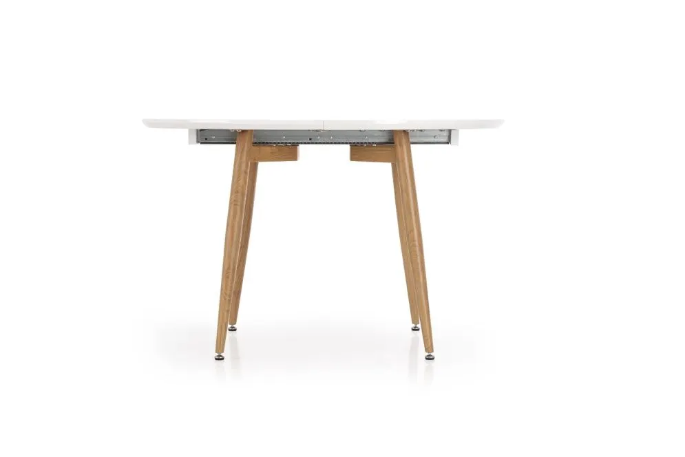 Stół CALIBER biały/dąb san remo rozkładany | MIRAT. styl SKANDYNAWSKI