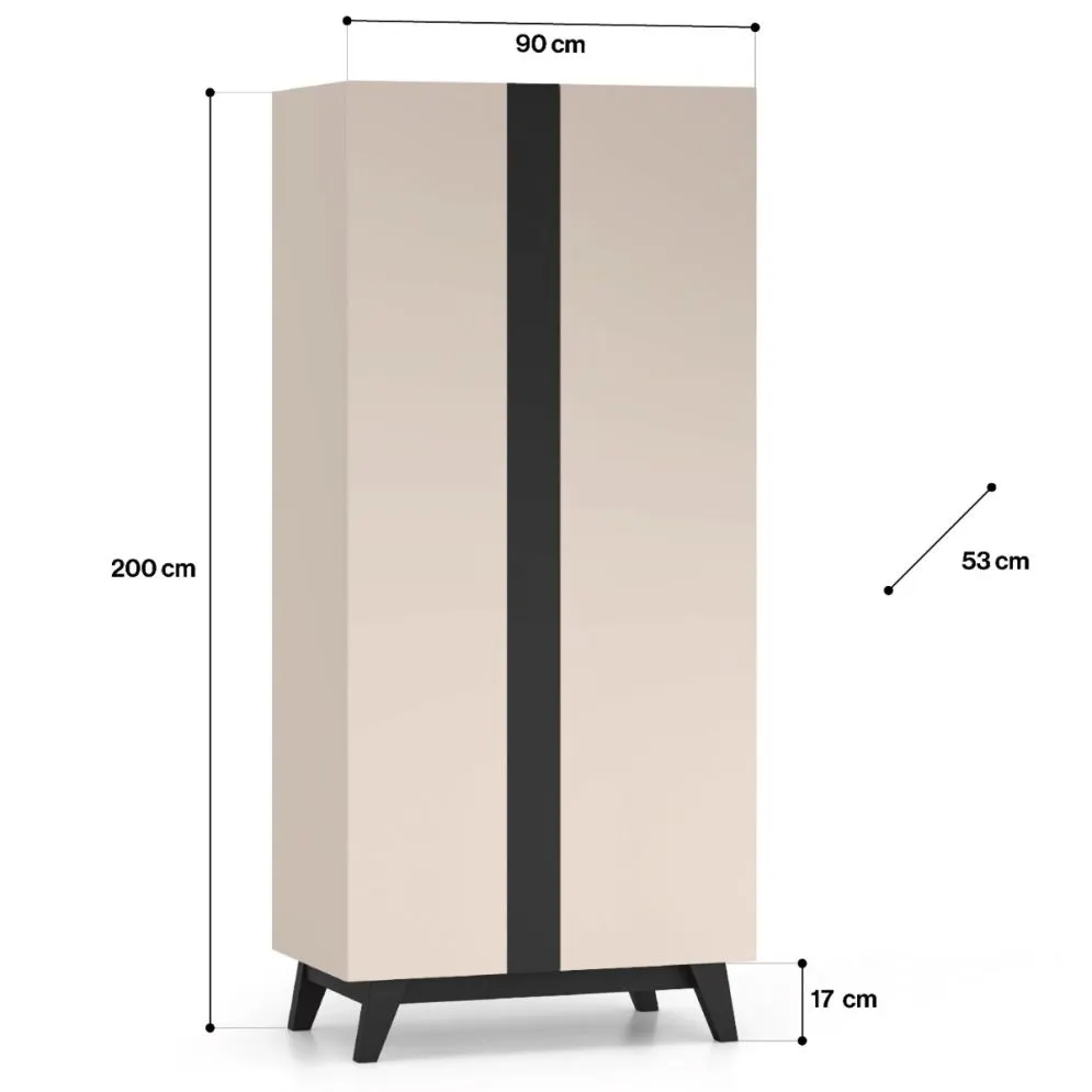 Szafa FRESHION 2D kaszmirowa/czarna I sklep meblowy MIRAT.  kolekcja FRESHION