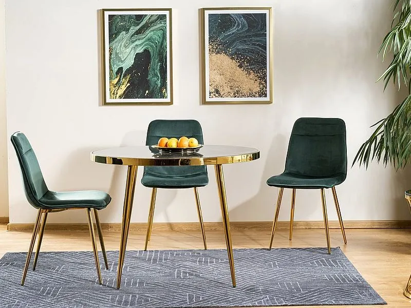 Stół okrągły CALVIN czarny marmur/złoty szklany | MIRAT. w stylu GLAMOUR kolekcja