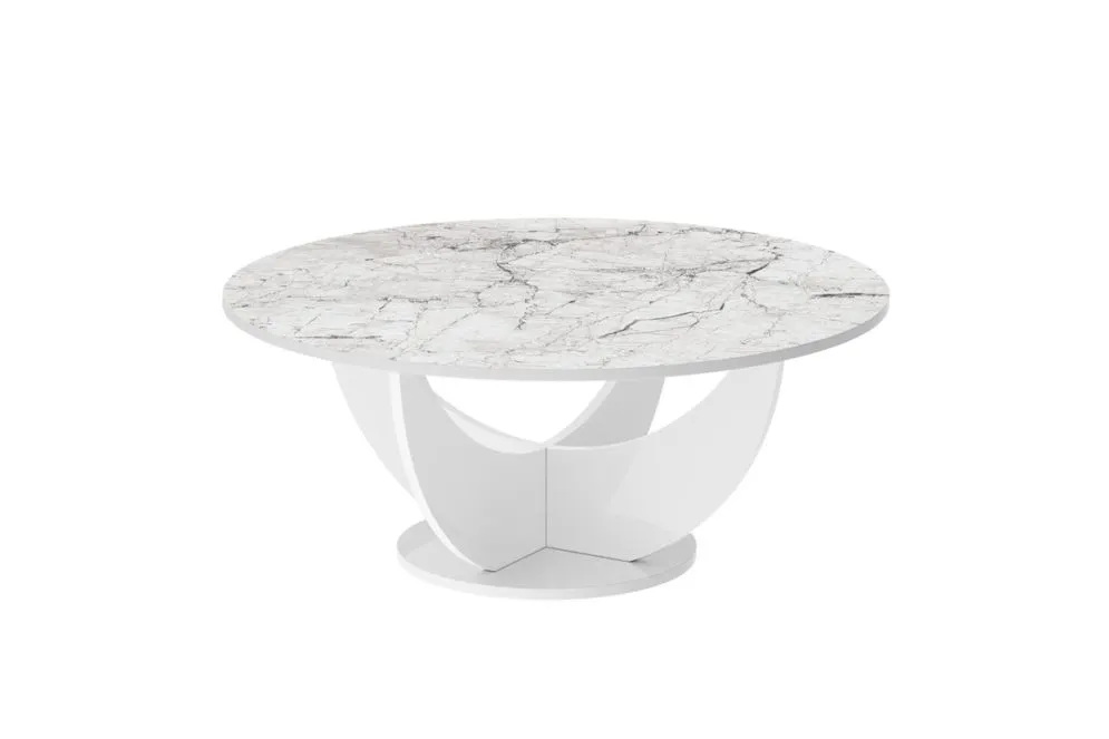 Ława CAPRI 100x100 biały marmur/biały połysk elegancka I sklep meblowy MIRAT.