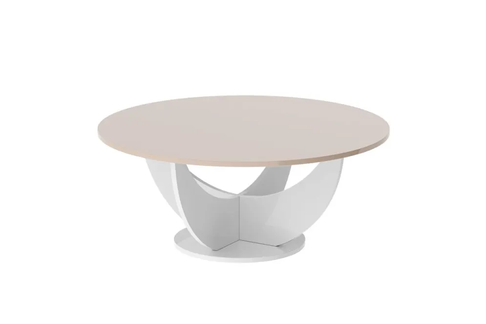 Ława CAPRI 100x100 cappucino połysk/biały połysk okrągła I sklep meblowy MIRAT.