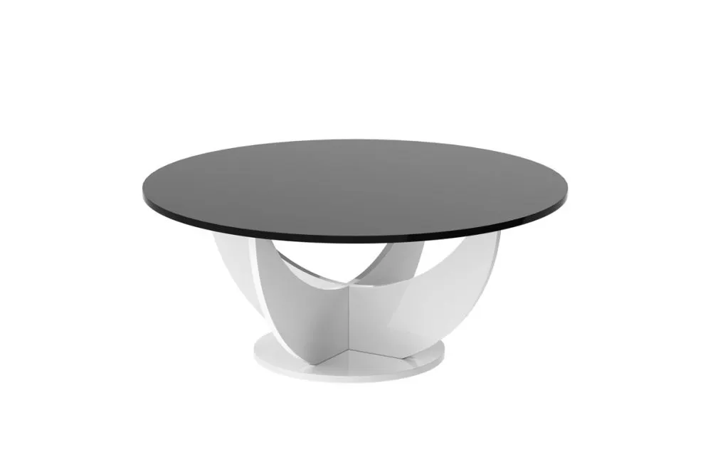 Ława CAPRI 100x100 czarny połysk/biały połysk z finezyjną podstawą I sklep meblowy MIRAT.