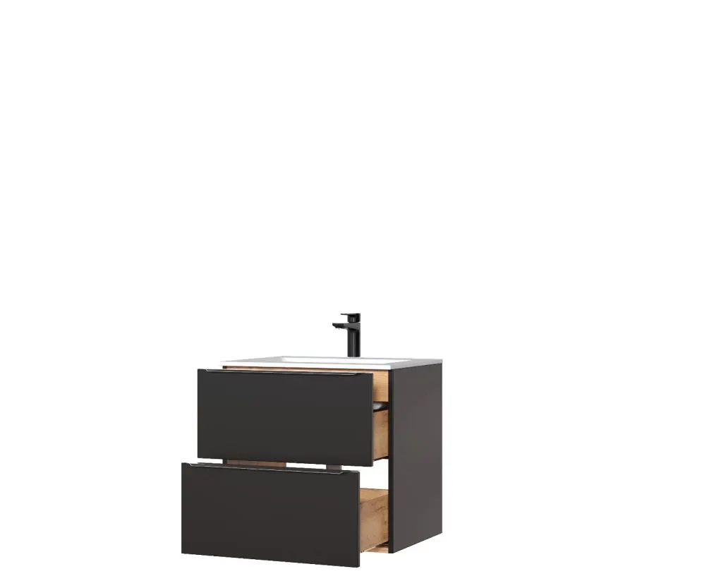 Szafka pod umywalkę CAPRI 60 cm czarna mat wisząca | MIRAT. w stylu  kolekcja CAPRI