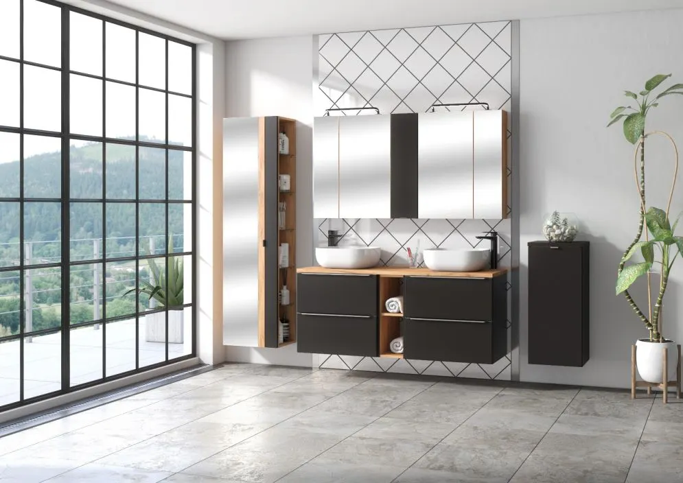 Szafka łazienkowa CAPRI 20 cm czarna wąska wisząca | MIRAT. w stylu kolekcja CAPRI