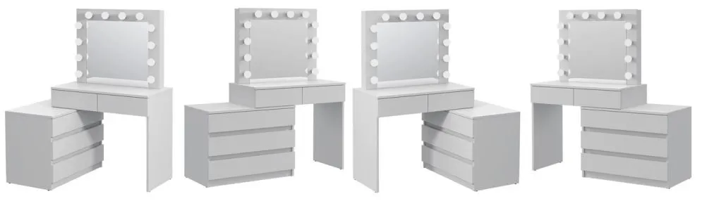 Toaletka OVIS biała z lustrem do sypialni | MIRAT. styl SKANDYNAWSKI