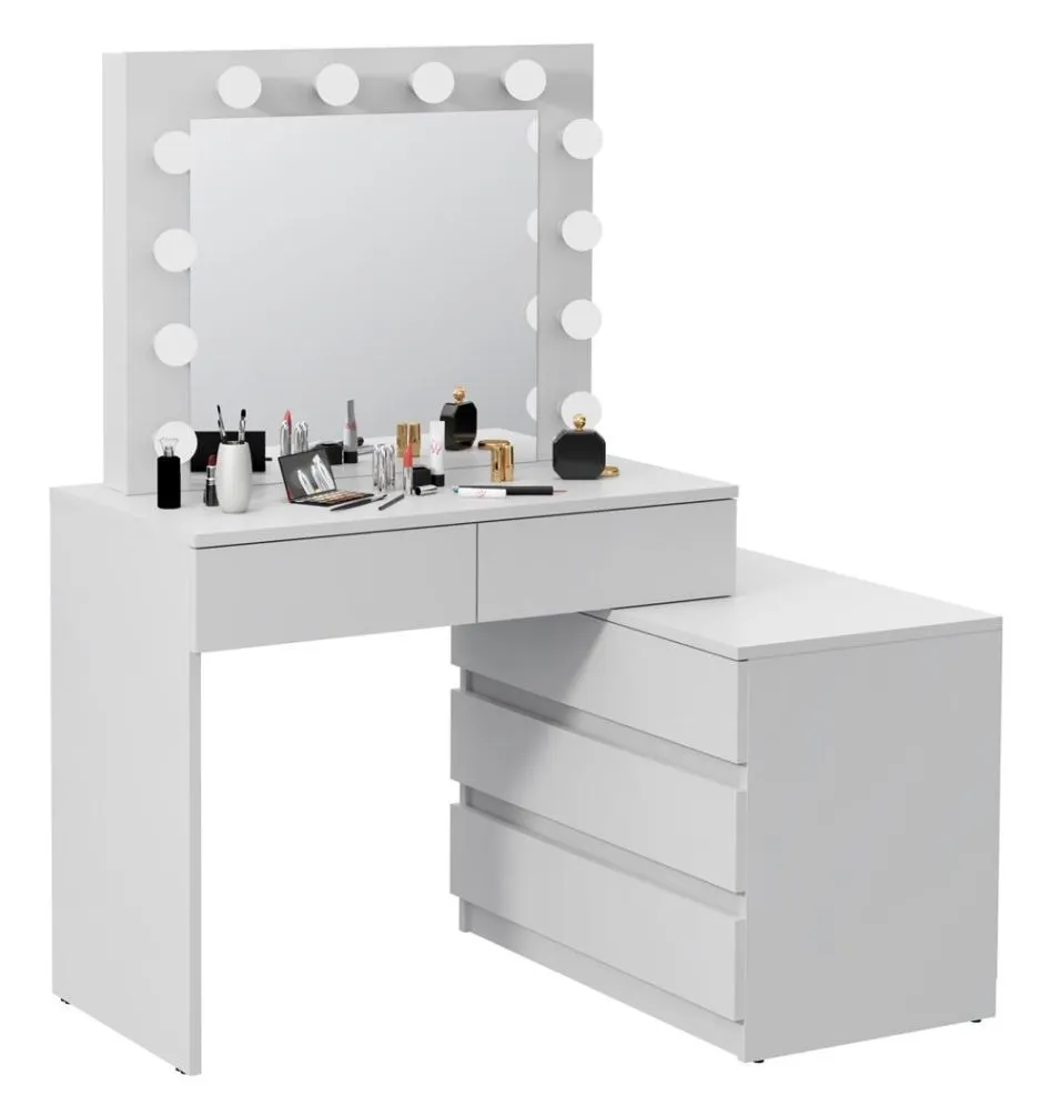 Toaletka OVIS biała z lustrem do sypialni | MIRAT. styl SKANDYNAWSKI