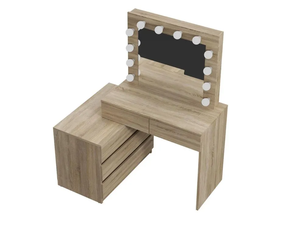 Toaletka OVIS dąb sonoma z lustrem i kontenerkiem | MIRAT. styl SKANDYNAWSKI