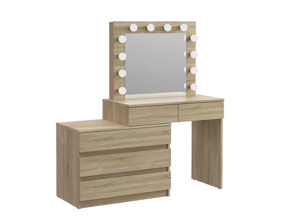 Toaletka OVIS dąb sonoma z lustrem i kontenerkiem | MIRAT. styl SKANDYNAWSKI