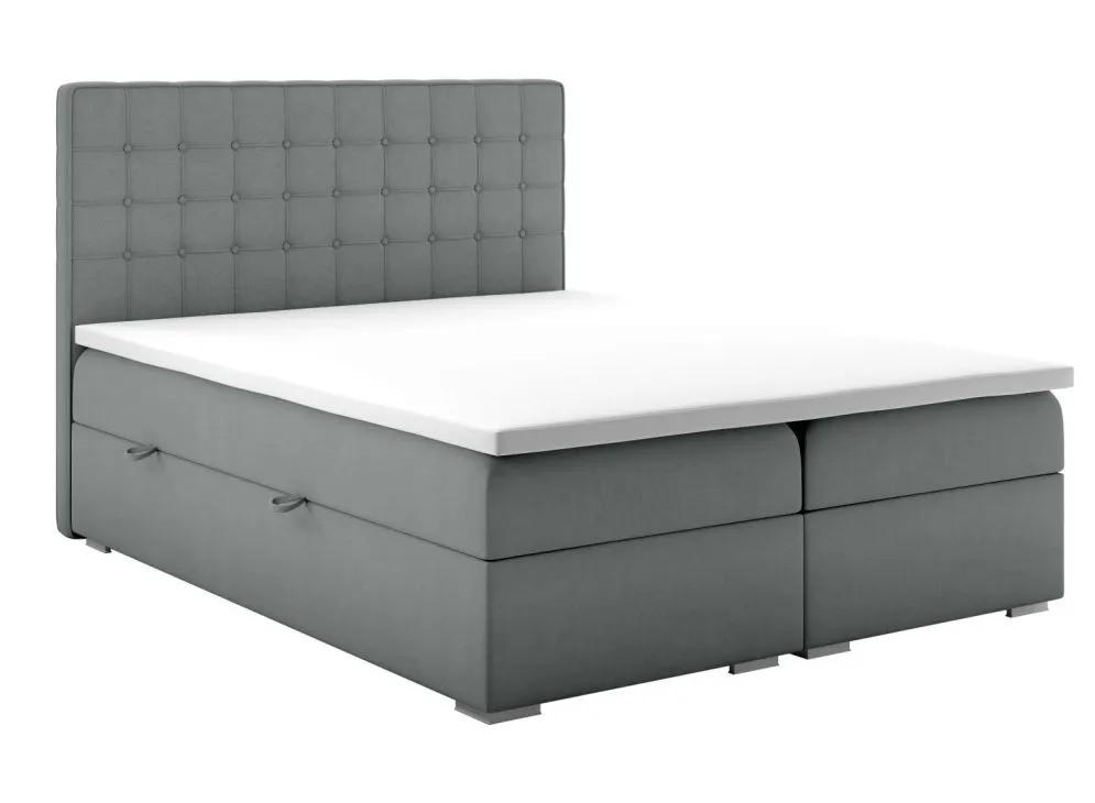 Łóżko kontynentalne REZEN 180 szare velvet z pojemnikiem | MIRAT. styl GLAMOUR
