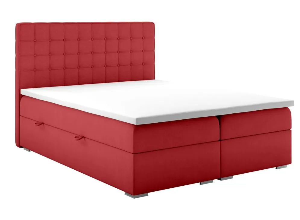 Łóżko kontynentalne REZEN 180 bordowe velvet z pojemnikiem i materacem | MIRAT. styl GLAMOUR