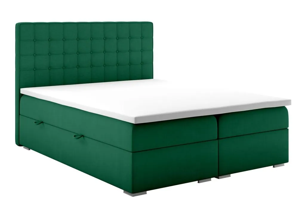 Łóżko kontynentalne REZEN 140 zielone velvet z pojemnikiem do sypialni | MIRAT. styl GLAMOUR