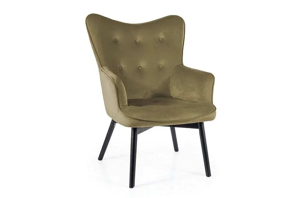Fotel do salonu CARMEN VELVET oliwkowy tapicerowany I sklep meblowy MIRAT.