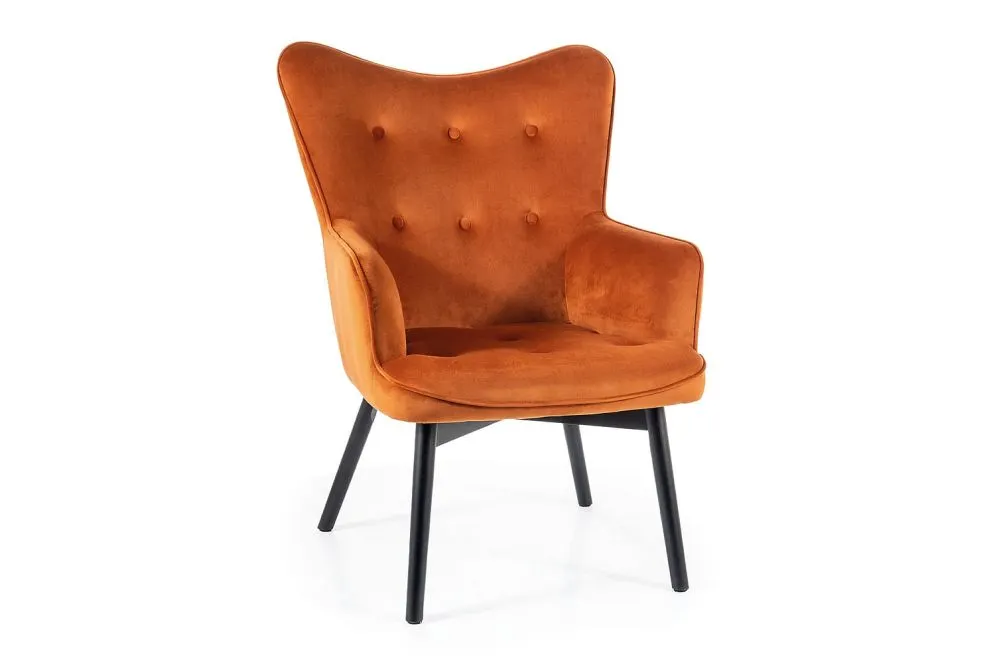 Fotel do salonu CARMEN VELVET cynamonowy na drewnianych nogach I sklep meblowy MIRAT.