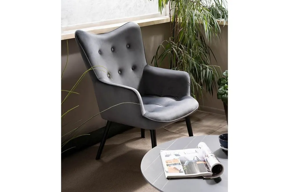 Fotel do salonu CARMEN VELVET szary welurowy I sklep meblowy MIRAT.