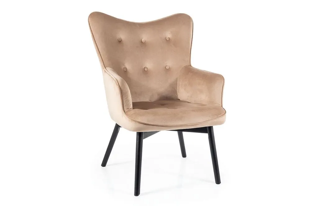 Fotel do salonu CARMEN VELVET beżowy aksamitny I sklep meblowy MIRAT.
