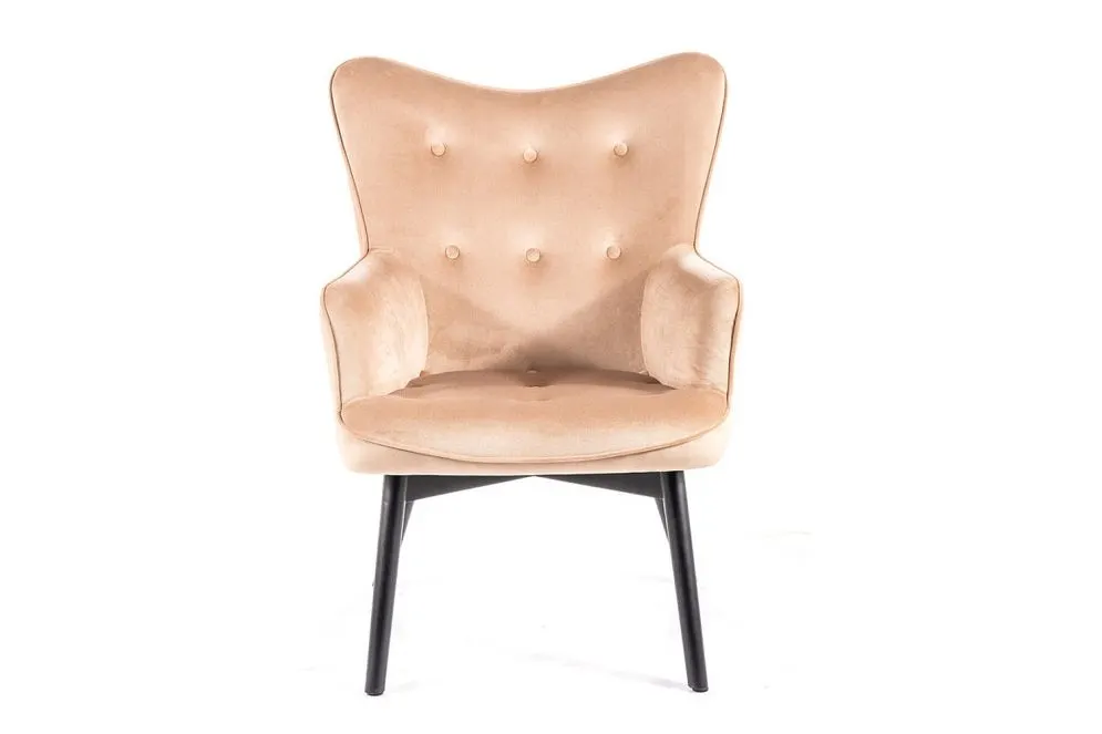 Fotel do salonu CARMEN VELVET beżowy aksamitny I sklep meblowy MIRAT.
