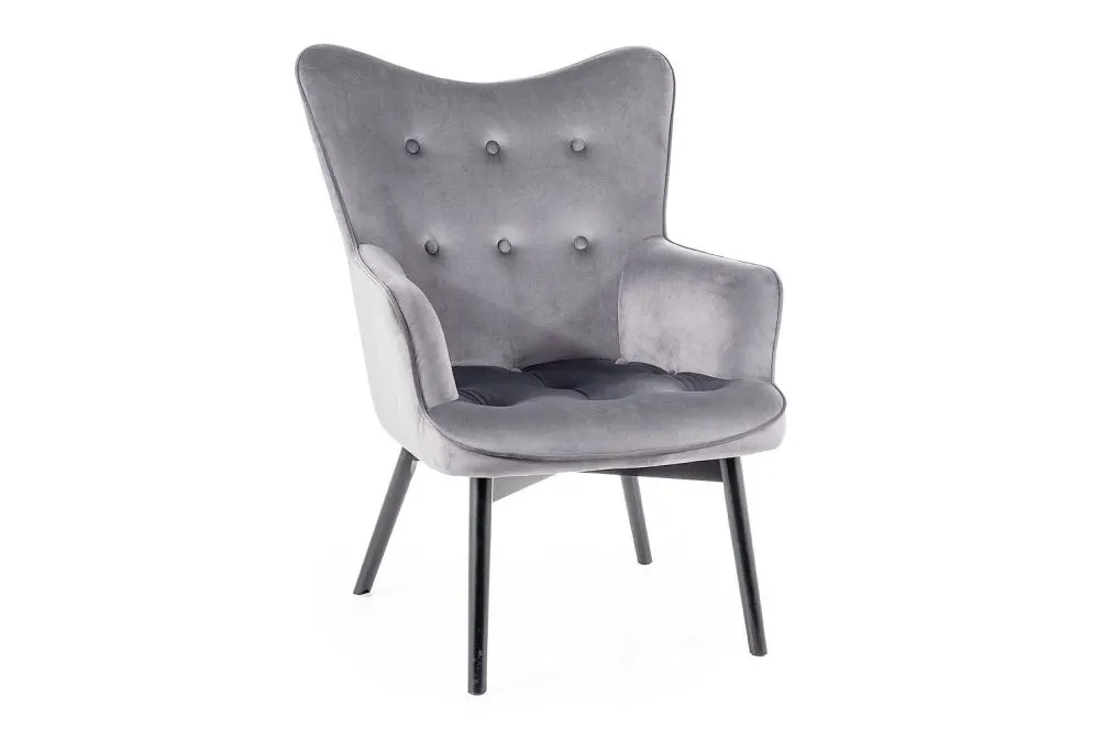 Fotel do salonu CARMEN VELVET szary welurowy I sklep meblowy MIRAT.