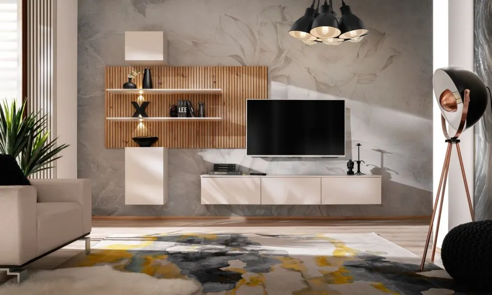 Meblościanka GUSTO PW B kaszmir/dąb artisan wisząca I sklep meblowy MIRAT.