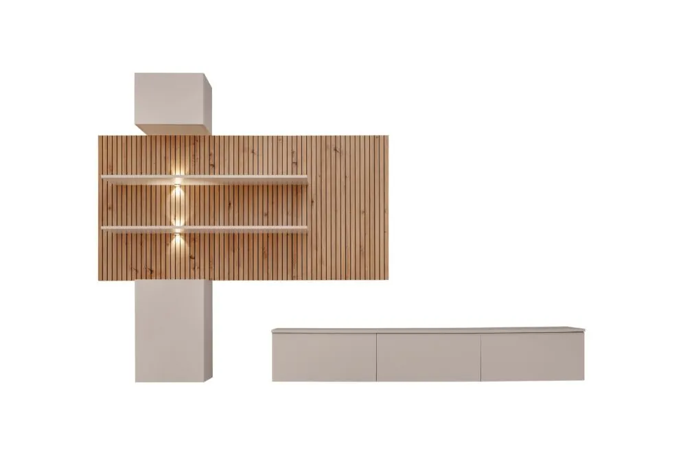 Meblościanka GUSTO PW B kaszmir/dąb artisan wisząca I sklep meblowy MIRAT.