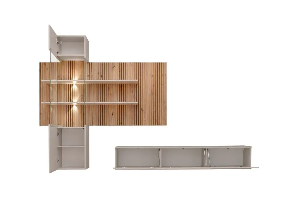 Meblościanka GUSTO LUX B kaszmir/dąb artisan z oświetleniem LED I sklep meblowy MIRAT.