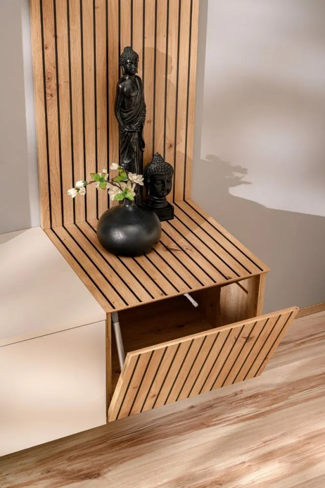 Meblościanka SOLO kaszmir/dąb artisan wisząca I sklep meblowy MIRAT.