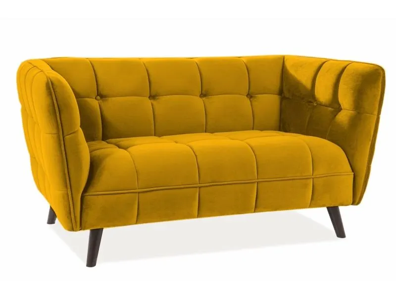 Sofa CASTELLO VELVET 2 curry tapicerowana aksamitem | MIRAT. styl GLAMOUR kolekcja CASTELLO
