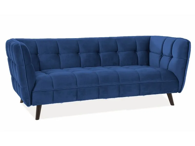 Sofa CASTELLO VELVET 3 granatowa na drewnianych nogach | MIRAT. styl GLAMOUR kolekcja CASTELLO