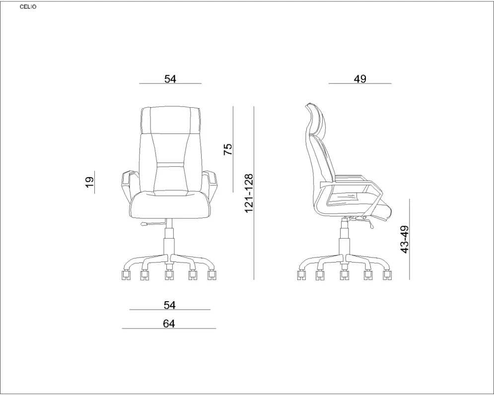 Fotel biurowy CELIO czarny/ekoskóra gabinetowy z nakładkami na podłokietnikach | MIRAT. w stylu  kolekcja
