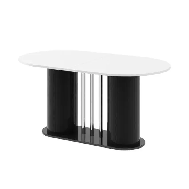 Stół rozkładany CESARO 160(208)x89 biały połysk/czarny połysk polskiej produkcji I sklep meblowy MIRAT.
